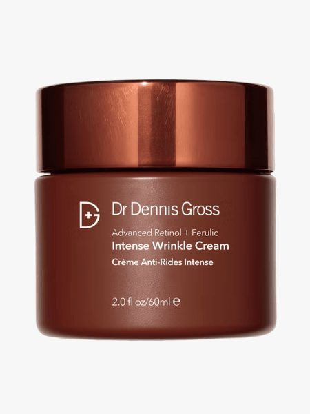 Dr. Dennis Gross Intense Wrinkle Cream in branded tub component on a light gray background
